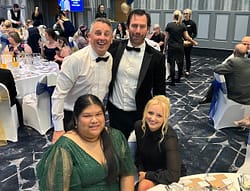 Perinatal Mental Health Expert, Mark Williams, and Tom de Vall, Jessica Leigh Jones MBE and Ploy Nilduang, iungo Solutions, at the Mothers Matter Ball of Hope